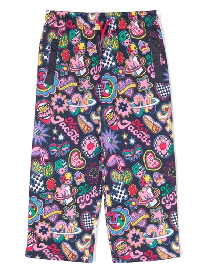 Marc Jacobs Kids' Patches-print Cotton Trousers In Blue