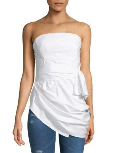 Rosie Assoulin Classic Cotton Strapless Top In White