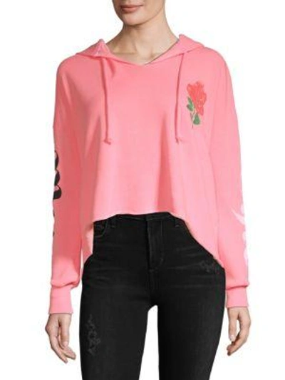 Wildfox Freddy Cropped Hoodie In Neon Pink