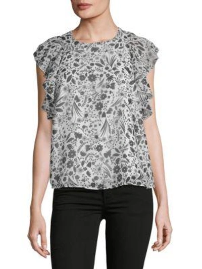 Nanette Lepore Floral Ruffled Sleeveless Top In Nocolor