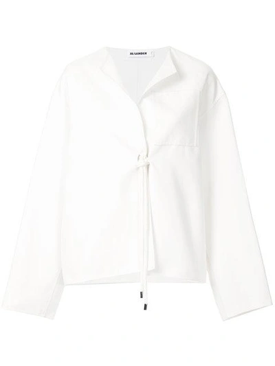 Jil Sander Rope Detail Collarless Jacket In White