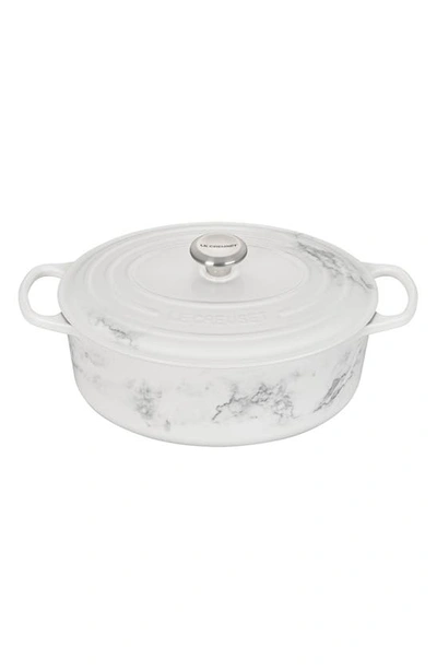 Le Creuset Signature 6.75-quart Oval Enamel Cast Iron French/dutch Oven With Lid In White Marble