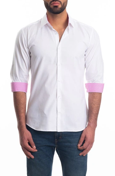 Jared Lang Trim Fit Cotton Button-up Shirt In White