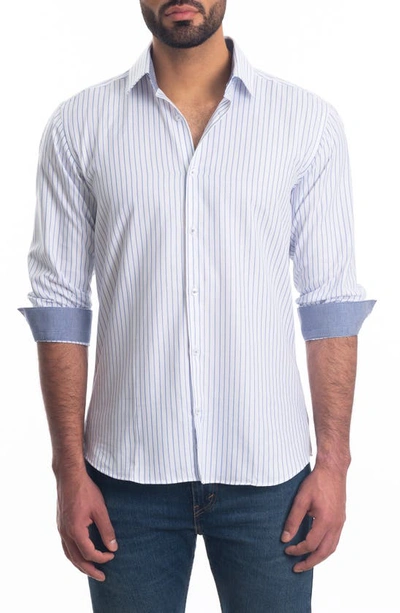 Jared Lang Trim Fit Stripe Cotton Button-up Shirt In White Blue