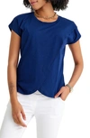 Accouchée Crossover Short Sleeve Cotton Maternity/nursing Top In Navy Blue