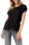Accouchée Crossover Short Sleeve Cotton Maternity/nursing Top In Black