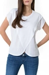 Accouchée Crossover Short Sleeve Cotton Maternity/nursing Top In White