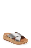 Fitflop F-mode Metallic Slide Sandal In Classic Pewter Mix