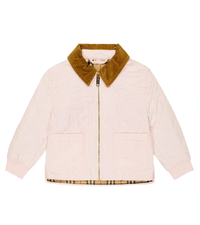Burberry Kids' Corduroy-collar Diamond-quilted Jacket In Pink