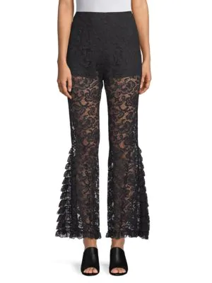 black lace flare trousers