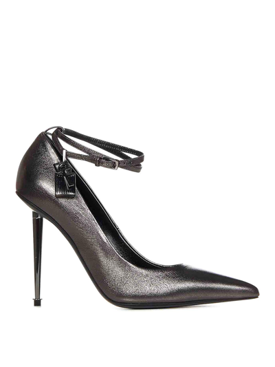 Tom Ford Padlock Laminated Pumps In Silver