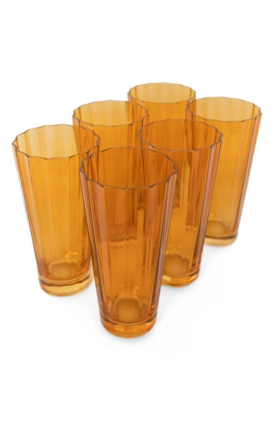 Estelle Colored Glass Sunday Set Of 6 Highball Glasses In Butterscotch