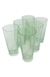 Estelle Colored Glass Sunday Set Of 6 Highball Glasses In Mint Green