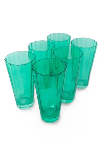 Estelle Colored Glass Sunday Set Of 6 Highball Glasses In Kelly Green
