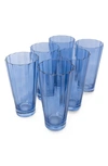 Estelle Colored Glass Sunday Set Of 6 Highball Glasses In Cobalt