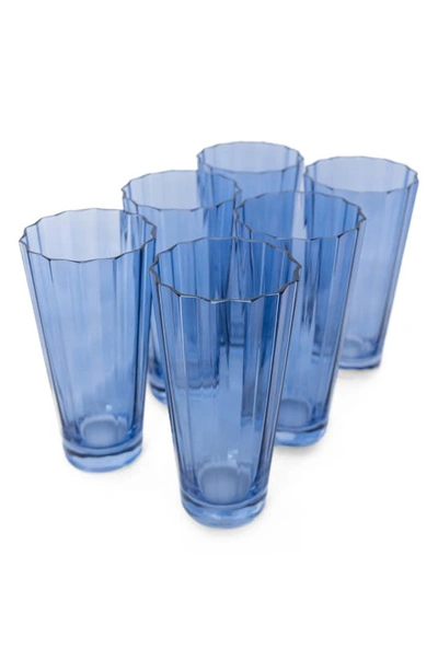 Estelle Colored Glass Sunday Set Of 6 Highball Glasses In Cobalt