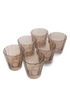 Estelle Colored Glass Sunday Set Of 6 Lowball Glasses In Amber Smoke