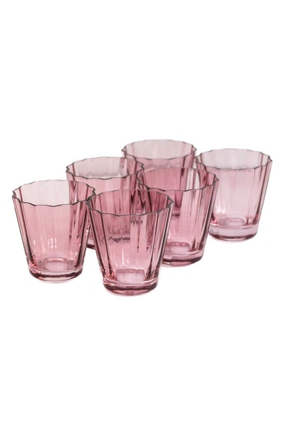 Estelle Colored Glass Sunday Set Of 6 Lowball Glasses In Rose