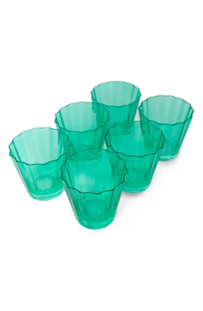 Estelle Colored Glass Sunday Set Of 6 Lowball Glasses In Kelly Green