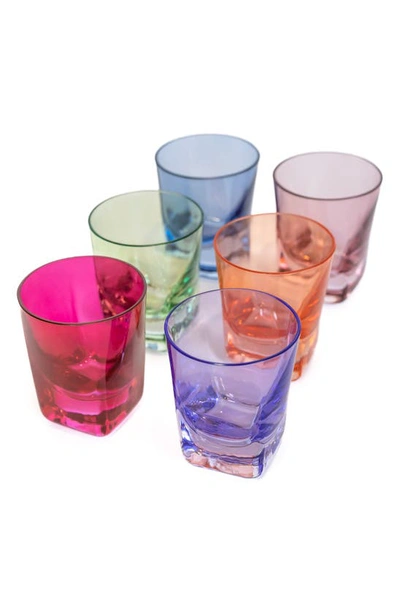 Estelle Colored Glass Set Of 6 Shot Glasses In Orange/ Blue Mixed