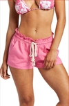 Roxy 'oceanside' Linen Blend Shorts In Shocking Pink