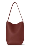 The Row Medium North/south Park Leather Tote In Brown