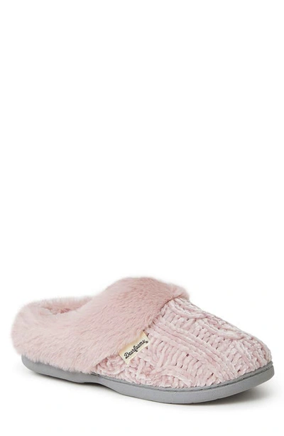 Dearfoams Claire Faux Fur Trimmed Marled Chenille Knit Clog In Pale Mauve
