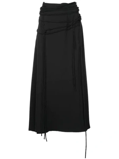 Yohji Yamamoto Strap High Waist Skirt In Black