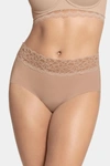 Leonisa Ultra Light Lace Trim Hipster Panty In Light Beige