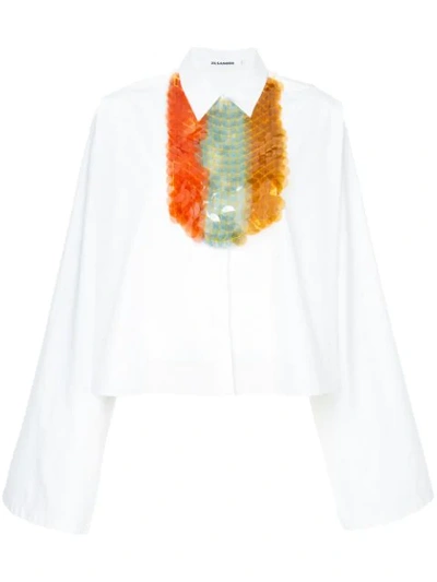 Jil Sander Sequin-embellished Bib Shirt In White