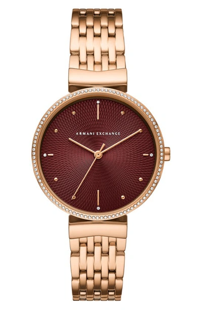 Armani Exchange Ax  T-bar Three-hand Bracelet Watch, 36mm In Rose Gold