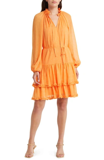 Kobi Halperin Sophia Tiered Long Sleeve Dress In Musk Melon