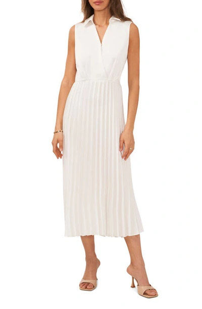 halogen pleated midi dress Halogen Sleeveless Pleated Midi Dress In New Ivory