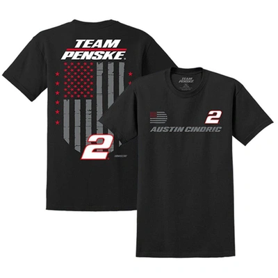 Team Penske Men's  Black Austin Cindric 2023 #2 American Flag T-shirt