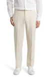 Nordstrom Trim Fit Linen Trousers In Tan Desert