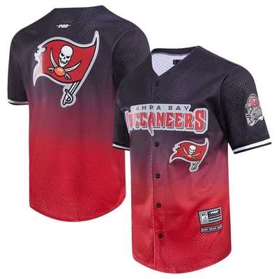 Pro Standard Men's  Black, Red Tampa Bay Buccaneers Ombre Mesh Button-up Shirt In Black,red