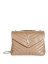 Saint Laurent Medium Lou Lou Leather Chain Flap Shoulder Bag In Taupe