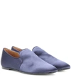 The Row Alys Satin Loafer Flat In Blue