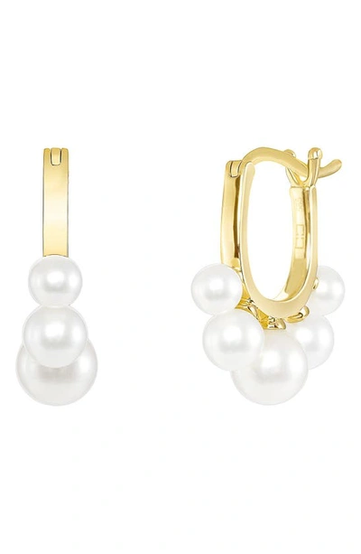 Ron Hami 14k Yellow Gold 5.5–5mm Cultured Pearl Huggie Hoop Earrings In Yellow Gold/ Pearl