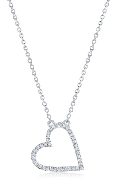 Simona Open Heart Diamond Necklace (1/10 Ct. T.w.) - 40 Stones In Sterling Silver