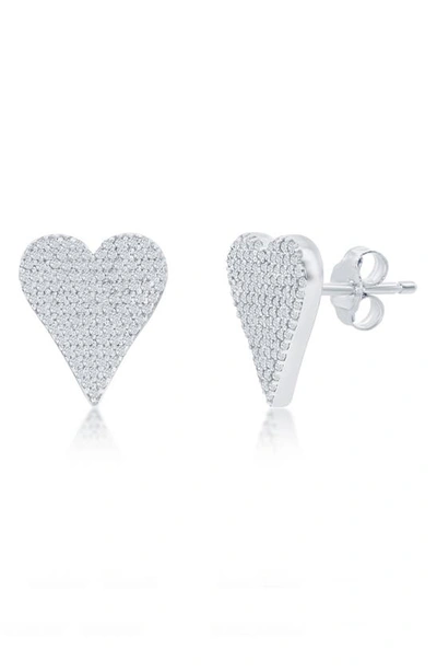 Simona Heart Design Diamond Stud Earrings, (0.25 Ct. T.w.) 108 Stones In Sterling Silver