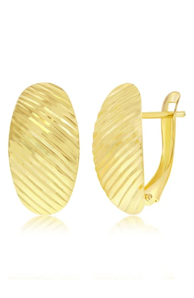 Simona 14k Yellow Gold Textured Oval Half Huggie Hoop Earrings