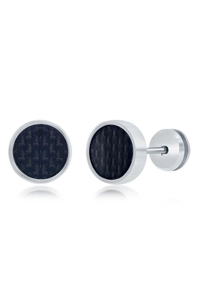 Blackjack Stud Earrings In Black/ Silver