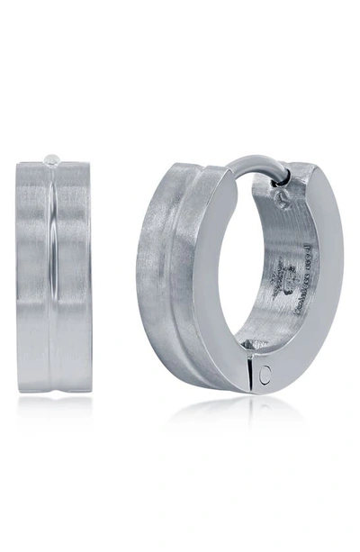 Blackjack Brushed Huggie Hoop Earrings In Silver