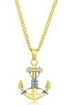 Blackjack Oxidized Anchor Pendant Necklace In Gold/ Silver