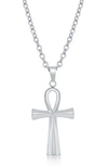 Blackjack Ankh Cross Pendant Necklace In Silver