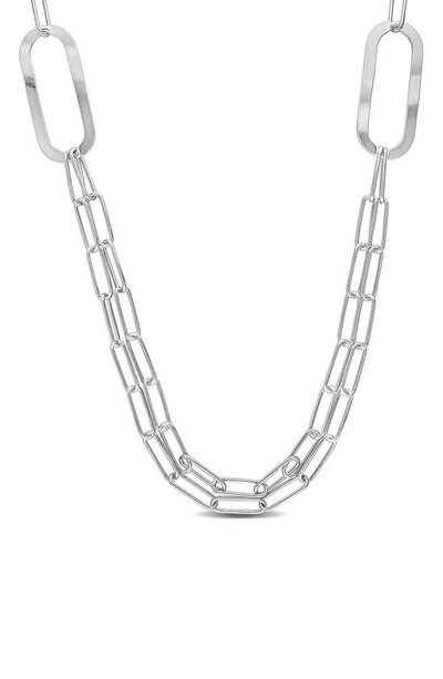 Delmar Sterling Silver Paper-clip Chain Necklace In Metallic