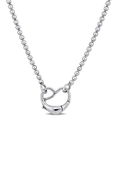 Delmar Heart Bead Link Necklace In Silver