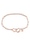 Delmar Lock & Key Paper Clip Chain Necklace In Rose