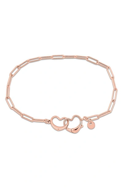 Delmar Lock & Key Paper Clip Chain Necklace In Pink